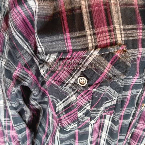 Oxygen NWOT Men's Pink Black Button Down Long Sleeve Graphic Shirt Size L - Picture 7 of 16